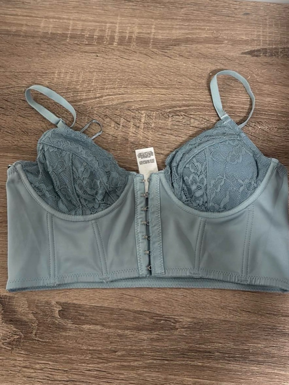 Garage Lace Longline Bra in Slate Blue